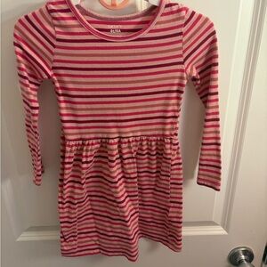 Carters Striped Pink and Cream Long Sleeve Dress 4T